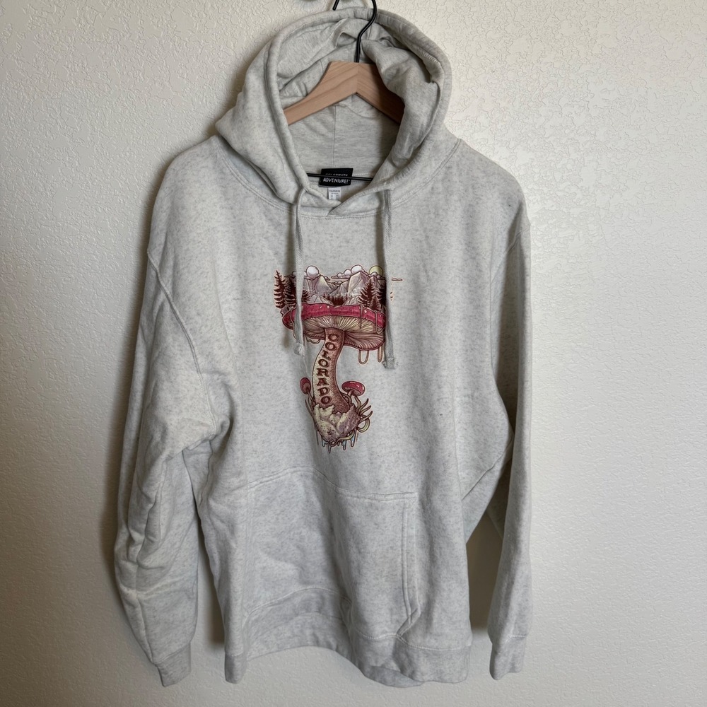 Trippy Granola Girl The Duck Company Colorado Mushroom Hoodie XL Grey